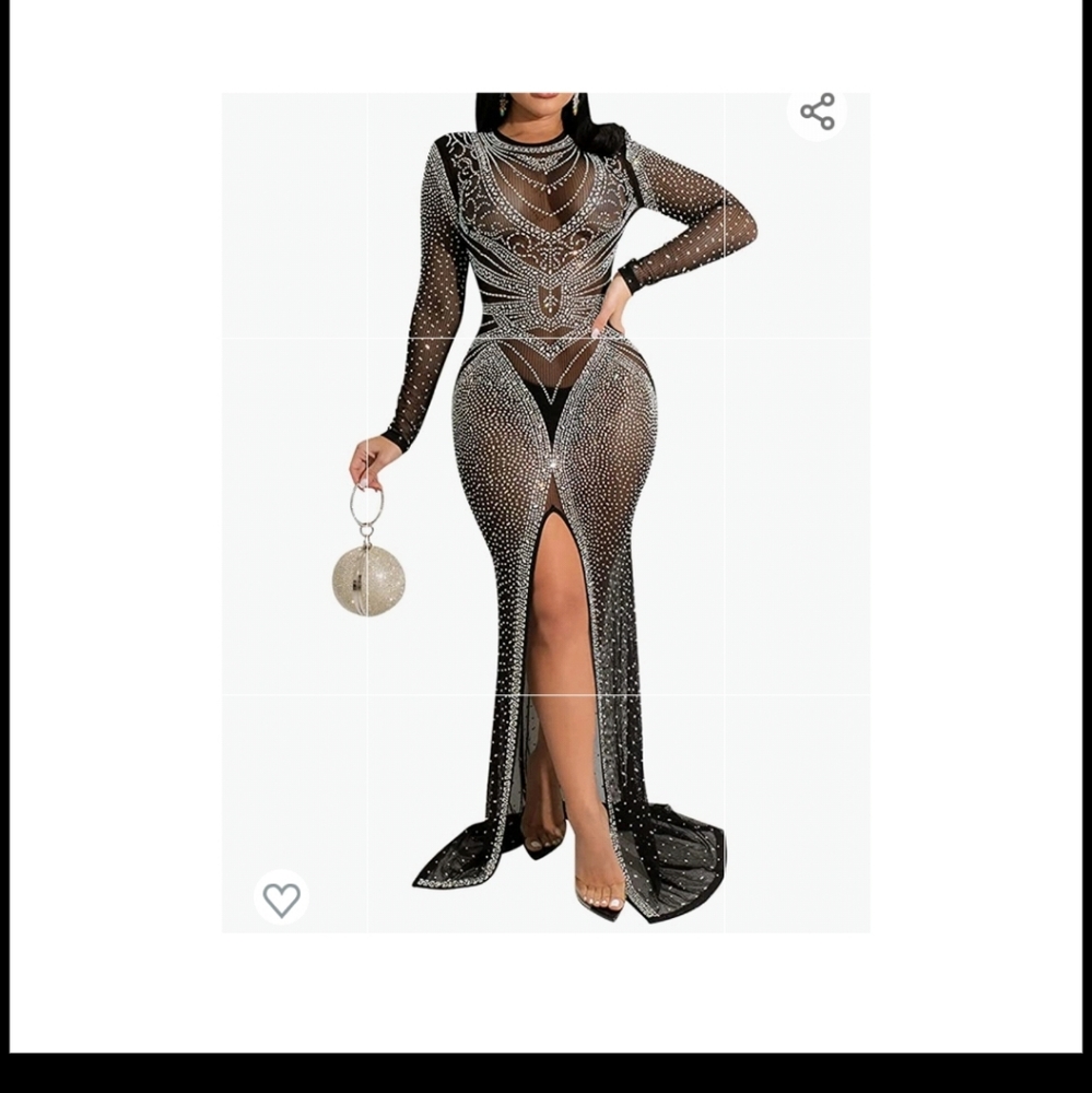 Sheer embellished gown